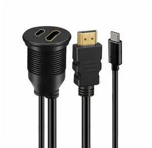 Waterproof Dustproof USB-C Type-C USB &HDMI 4K Extension Flush Car Latch Mount Extension Cable for Dashboard Panel Waterproof Dustproof USB-C Type-C USB &HDMI 4K Extension Flush Car Latch Mount Extension Cable for Dashboard Panel