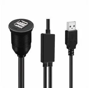 1m Waterproof Dustproof 480Mbps USB2.0 Type-A Male to Dual Female Hub Extension Data Power Cable Car Panel Mount Design 1m Waterproof Dustproof 480Mbps USB2.0 Type-A Male to Dual Female Hub Extension Data Power Cable Car Panel Mount Design