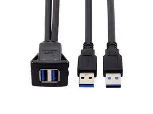 SM 1m Waterproof Dual USB 3.0 Extension Latch Mount Car AUX Cable for Dashboard Panel SM 1m Waterproof Dual USB 3.0 Extension Latch Mount Car AUX Cable for Dashboard Panel