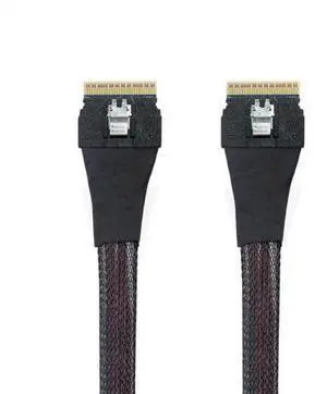 PCI-E Slimline SAS 4.0 SFF-8654 8i 74pin Host to SFF-8654 74Pin Slim SAS Target Cable 50cm PCI-E Slimline SAS 4.0 SFF-8654 8i 74pin Host to SFF-8654 74Pin Slim SAS Target Cable 50cm