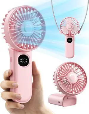 coldSky Handheld Fan, Foldable Portable Fan with LED Display, 3000mAh Battery Operated Mini Hand Held Fan, Handheld/Neck/Desk 3 in 1 Personal Small Fan for Eyelash Makeup Travel Beach Outdoor Pink coldSky Handheld Fan, Foldable Portable Fan with LED Display, 3000mAh Battery Operated Mini Hand Held Fan, Handheld/Neck/Desk 3 in 1 Personal Small Fan for Eyelash Makeup Travel Beach Outdoor Pink
