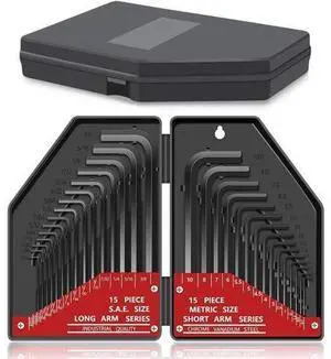 Kingsdun 30 Pcs Hex Key Set Metric/Imperial Short/Long Arm | SAE 0.028-3/8 inch | Metric 0.7-10 mm | Steel Allen Wrench Key for Furniture Assembly Bike Maintenance Disassemble Install Cars Kingsdun 30 Pcs Hex Key Set Metric/Imperial Short/Long Arm | SAE 0.028-3/8 inch | Metric 0.7-10 mm | Steel Allen Wrench Key for Furniture Assembly Bike Maintenance Disassemble Install Cars