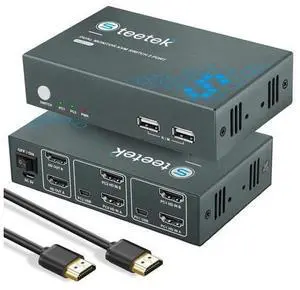Steetek HDMI KVM Switch Dual Monitors 2 Port 4K@30Hz, KVM Switch 2 Computers 2 Monitors Extended Display, Dual Monitor KVM by Hotkey Switching. 4 HDMI and 2 USB Cables Included. Steetek HDMI KVM Switch Dual Monitors 2 Port 4K@30Hz, KVM Switch 2 Computers 2 Monitors Extended Display, Dual Monitor KVM by Hotkey Switching. 4 HDMI and 2 USB Cables Included.