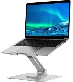 Adjustable Laptop Stand with 360° Rotating Heavy Base, Ergonomic Laptop Riser for Desk, Stable Laptop Holder for Collaborative Working, Suit for 10-15.6" PC Computer, Single Shaft, Silver Adjustable Laptop Stand with 360° Rotating Heavy Base, Ergonomic Laptop Riser for Desk, Stable Laptop Holder for Collaborative Working, Suit for 10-15.6" PC Computer, Single Shaft, Silver