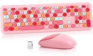 Dedeo Wireless Keyboard and Mouse Combo,2.4G USB Ergonomic Sweet Mixed Color Cute Full Size Keyboard with Numeric Keypad and Optical Mice Set for Computer Desktop PC Laptop Dedeo Wireless Keyboard and Mouse Combo,2.4G USB Ergonomic Sweet Mixed Color Cute Full Size Keyboard with Numeric Keypad and Optical Mice Set for Computer Desktop PC Laptop