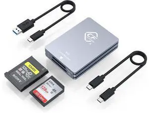 CFexpress Type A and SD Dual-Slot Memory Card Reader, 10Gbps USB 3.2 Gen 2 Type A CFexpress Adapter Memory Card Reader with USB C to USB C/USB A Cable,Compatible with Windows/Mac/Linux/Android CFexpress Type A and SD Dual-Slot Memory Card Reader, 10Gbps USB 3.2 Gen 2 Type A CFexpress Adapter Memory Card Reader with USB C to USB C/USB A Cable,Compatible with Windows/Mac/Linux/Android