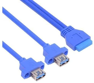 Cable Dual Port USB 3.0 Female Type-A Panel Type to Motherboard 20Pin 19Pin Header Cable 50cm Cable Dual Port USB 3.0 Female Type-A Panel Type to Motherboard 20Pin 19Pin Header Cable 50cm