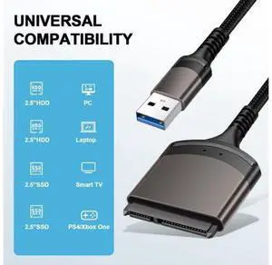 HKCY U3-077-SL 5Gbps USB 3.0 Type-A to SATA 22 Pin Adapter Cable for 2.5" Hard Disk Driver SSD HKCY U3-077-SL 5Gbps USB 3.0 Type-A to SATA 22 Pin Adapter Cable for 2.5" Hard Disk Driver SSD