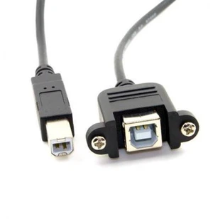 USB 2.0 B Type Male to Female Printer Scanner Hard Disk Extension Cable with Screws for Panel Mount 50cm U2-132-BK