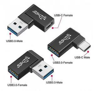 SM 3pcs/lot Angled 90 Degree USB 3.1 Type C Male Female to USB3.0 Type A Female OTG Data 10Gbps Adapter SM 3pcs/lot Angled 90 Degree USB 3.1 Type C Male Female to USB3.0 Type A Female OTG Data 10Gbps Adapter