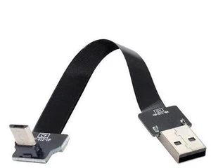 Up Angled USB 2.0 Type-A Male to Micro USB 5Pin Male Data Flat Slim FPC Cable for FPV and Disk and Phone Up Angled USB 2.0 Type-A Male to Micro USB 5Pin Male Data Flat Slim FPC Cable for FPV and Disk and Phone