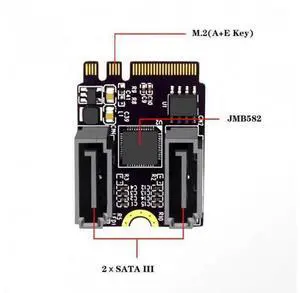 NGFF Key A+E PCI Express to SATA 3.0 6Gbps Dual Ports Adapter Converter Hard Drive Extension Card JMB582 2230 NGFF Key A+E PCI Express to SATA 3.0 6Gbps Dual Ports Adapter Converter Hard Drive Extension Card JMB582 2230