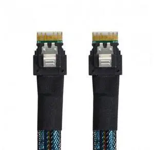 PCI-E Slimline SAS 4.0 SFF-8654 4i 38pin Host to SFF-8654 Slim SAS Target Cable 50cm PCI-E Slimline SAS 4.0 SFF-8654 4i 38pin Host to SFF-8654 Slim SAS Target Cable 50cm