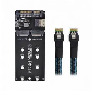 SFF-8654 Cable Card U2 Kit NGFF M-Key to Slimline SAS NVME PCIe SSD SATA Adapter for Mainboard SF-016+100 SFF-8654 Cable Card U2 Kit NGFF M-Key to Slimline SAS NVME PCIe SSD SATA Adapter for Mainboard SF-016+100
