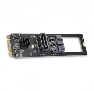 NGFF Key B+M PCI Express to SATA 3.0 6Gbps Dual Ports Vertical Horizontal Adapter Converter Hard Drive Extension Card JMB582 2280 NGFF Key B+M PCI Express to SATA 3.0 6Gbps Dual Ports Vertical Horizontal Adapter Converter Hard Drive Extension Card JMB582 2280