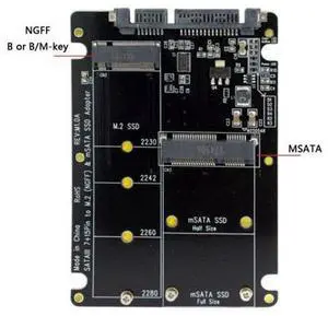 SM 2 in 1 Combo M.2 NGFF B-key & mSATA SSD to SATA 3.0 Adapter Converter Case Enclosure SM 2 in 1 Combo M.2 NGFF B-key & mSATA SSD to SATA 3.0 Adapter Converter Case Enclosure