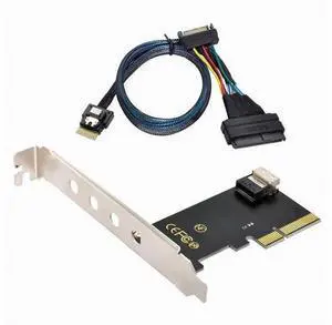 PCI-E 3.0 4.0 to SFF-8654 Slimline SAS Card Adapter and U.2 U2 SFF-8639 NVME PCIe SSD Cable for Mainboard SSD SF-025+104 PCI-E 3.0 4.0 to SFF-8654 Slimline SAS Card Adapter and U.2 U2 SFF-8639 NVME PCIe SSD Cable for Mainboard SSD SF-025+104