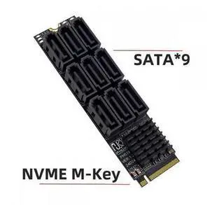 Chenyang NGFF NVME M-Key PCI Express M.2 to 9 Ports SATA 3.0 6Gbps Adapter Converter Hard Drive Extension Card 2280 for NAS Computer Chenyang NGFF NVME M-Key PCI Express M.2 to 9 Ports SATA 3.0 6Gbps Adapter Converter Hard Drive Extension Card 2280 for NAS Computer