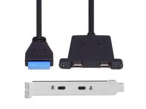 HKCY USB3.0 Motherboard 19/20Pin to USB-C Type-C Dual Ports Female PCI-E Back Panel 5Gbps Cable HKCY USB3.0 Motherboard 19/20Pin to USB-C Type-C Dual Ports Female PCI-E Back Panel 5Gbps Cable
