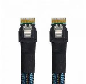 PCI-E Slimline SAS 4.0 SFF-8654 4i 38pin Host to SFF-8654 Slim SAS Target Cable 50cm SF-100 PCI-E Slimline SAS 4.0 SFF-8654 4i 38pin Host to SFF-8654 Slim SAS Target Cable 50cm SF-100
