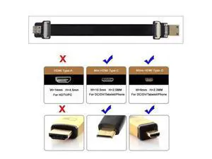 CYFPV Mini HDMI Male to Micro HDMI Female Extension FPC Flat Cable 1080P for FPV HDTV Multicopter Aerial Photography CYFPV Mini HDMI Male to Micro HDMI Female Extension FPC Flat Cable 1080P for FPV HDTV Multicopter Aerial Photography