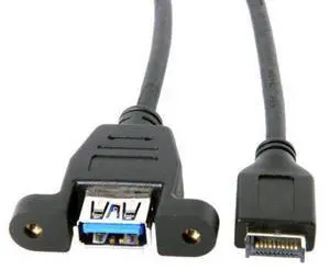 HKCY UC-060 USB 3.1 Front Panel Header to USB 3.0 Type-A Female Extension Cable 50cm Panel Mount Type HKCY UC-060 USB 3.1 Front Panel Header to USB 3.0 Type-A Female Extension Cable 50cm Panel Mount Type