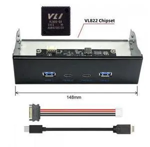 Cable 10Gbps USB 3.1 Type-A & Type-C HUB 4 Ports Front Panel to Motherboard Type-E Connector Cable 10Gbps for 5.25" CD-ROM Bay Tray Cable 10Gbps USB 3.1 Type-A & Type-C HUB 4 Ports Front Panel to Motherboard Type-E Connector Cable 10Gbps for 5.25" CD-ROM Bay Tray