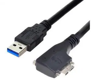 Dual Screws 90 Degree Left Angled Micro USB Mount to USB3.0 Data Cable for Industrial Camera Dual Screws 90 Degree Left Angled Micro USB Mount to USB3.0 Data Cable for Industrial Camera