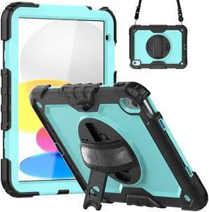 Heavy Duty Shockproof Protective Case with Screen Protector, 360° Rotatable Kickstand & Hand/Shoulder Strap for iPad 11th Gen (A16,11 Inch,2025) / iPad 10th Gen (10.9 Inch,2022), Light bluePC Heavy Duty Shockproof Protective Case with Screen Protector, 360° Rotatable Kickstand & Hand/Shoulder Strap for iPad 11th Gen (A16,11 Inch,2025) / iPad 10th Gen (10.9 Inch,2022), Light bluePC