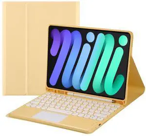 Magnetically Detachable Touch Bluetooth Keyboard Case with Pencil Holder for iPad mini 7(A17 Pro,2024)/iPad mini 6 8.3",Yellow Magnetically Detachable Touch Bluetooth Keyboard Case with Pencil Holder for iPad mini 7(A17 Pro,2024)/iPad mini 6 8.3",Yellow