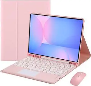 Magnetically Detachable Touch Bluetooth Keyboard Case with Mouse for Samsung Galaxy Tab S10 FE / S9 FE 5G 10.9 Inch / Tab S9 11 Inch, Pink Magnetically Detachable Touch Bluetooth Keyboard Case with Mouse for Samsung Galaxy Tab S10 FE / S9 FE 5G 10.9 Inch / Tab S9 11 Inch, Pink