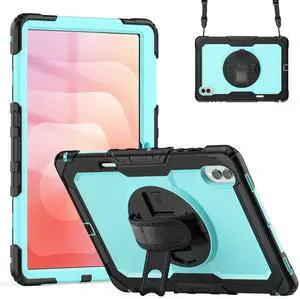 Heavy Duty Shockproof Case with 360° Rotatable Stand, Hand & Shoulder Strap for Samsung Galaxy Tab S11 Ultra 14.6" 2025 (SM-X930/SM-X936B),Light bluePC Heavy Duty Shockproof Case with 360° Rotatable Stand, Hand & Shoulder Strap for Samsung Galaxy Tab S11 Ultra 14.6" 2025 (SM-X930/SM-X936B),Light bluePC