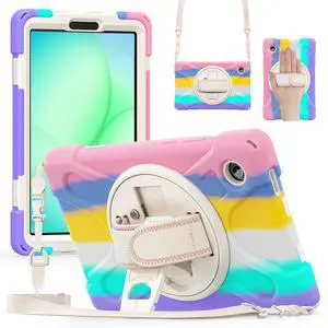 Shockproof Kids Case with Pencil Holder, 360° Rotatable Stand, Hand & Shoulder Strap for Samsung Galaxy Tab A11 8.7" (2025) / Tab A9 8.7" (2023), Colorful Pink Shockproof Kids Case with Pencil Holder, 360° Rotatable Stand, Hand & Shoulder Strap for Samsung Galaxy Tab A11 8.7" (2025) / Tab A9 8.7" (2023), Colorful Pink