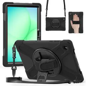Shockproof Kids Case with Pencil Holder, 360° Rotatable Stand, Hand & Shoulder Strap for Samsung Galaxy Tab A11 Plus 11" (2025) / Tab A9 Plus 11" (2023),Black Shockproof Kids Case with Pencil Holder, 360° Rotatable Stand, Hand & Shoulder Strap for Samsung Galaxy Tab A11 Plus 11" (2025) / Tab A9 Plus 11" (2023),Black