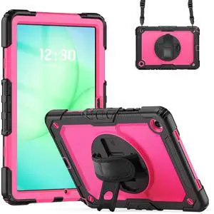 Heavy Duty Shockproof Case with 360° Rotatable Stand, Hand & Shoulder Strap for Samsung Galaxy Tab A11 Plus 11" (2025) / Tab A9 Plus 11" (2023), RosePC Heavy Duty Shockproof Case with 360° Rotatable Stand, Hand & Shoulder Strap for Samsung Galaxy Tab A11 Plus 11" (2025) / Tab A9 Plus 11" (2023), RosePC