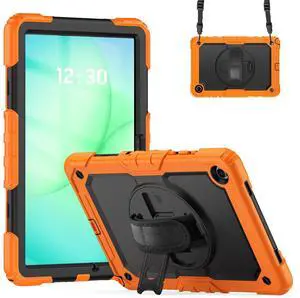 Heavy Duty Shockproof Case with 360° Rotatable Stand, Hand & Shoulder Strap for Samsung Galaxy Tab A11 Plus 11" (2025) / Tab A9 Plus 11" (2023), Orange Heavy Duty Shockproof Case with 360° Rotatable Stand, Hand & Shoulder Strap for Samsung Galaxy Tab A11 Plus 11" (2025) / Tab A9 Plus 11" (2023), Orange