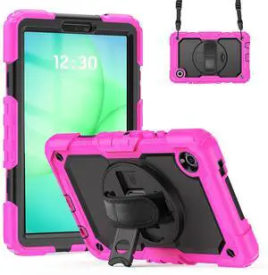 Heavy Duty Shockproof Case with 360° Rotatable Stand, Hand & Shoulder Strap for Samsung Galaxy Tab A11 8.7" (2025) / Tab A9 8.7" (2023), Rose Heavy Duty Shockproof Case with 360° Rotatable Stand, Hand & Shoulder Strap for Samsung Galaxy Tab A11 8.7" (2025) / Tab A9 8.7" (2023), Rose