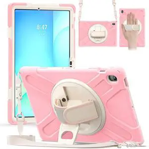 Shockproof Kids Case with Pencil Holder, 360° Rotating Hand Strap, Stand & Shoulder Strap for Samsung Galaxy Tab S10 FE+ 13.1" 2025 (X620/X626B), Pink Shockproof Kids Case with Pencil Holder, 360° Rotating Hand Strap, Stand & Shoulder Strap for Samsung Galaxy Tab S10 FE+ 13.1" 2025 (X620/X626B), Pink