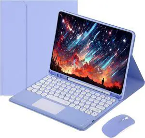 Touch Keyboard Case for iPad 9.7" (6th/5th Gen 2018/2017, Air 2/Air 1), Magnetically Detachable Bluetooth Keyboard with Mouse, Purple Touch Keyboard Case for iPad 9.7" (6th/5th Gen 2018/2017, Air 2/Air 1), Magnetically Detachable Bluetooth Keyboard with Mouse, Purple