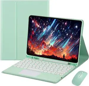 Touch Keyboard Case for iPad 9.7" (6th/5th Gen 2018/2017, Air 2/Air 1), Magnetically Detachable Bluetooth Keyboard with Mouse, Green Touch Keyboard Case for iPad 9.7" (6th/5th Gen 2018/2017, Air 2/Air 1), Magnetically Detachable Bluetooth Keyboard with Mouse, Green