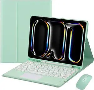 Magnetically Detachable Touch Bluetooth Keyboard Case with Mouse, Compatible with iPad Pro 11 Inch 5th Generation (M4) 2024, Green Magnetically Detachable Touch Bluetooth Keyboard Case with Mouse, Compatible with iPad Pro 11 Inch 5th Generation (M4) 2024, Green