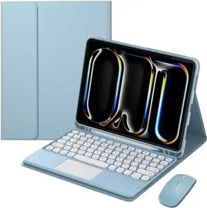 Magnetically Detachable Touch Bluetooth Keyboard Case with Mouse, Compatible with iPad Pro 11 Inch 5th Generation (M4) 2024, Blue Magnetically Detachable Touch Bluetooth Keyboard Case with Mouse, Compatible with iPad Pro 11 Inch 5th Generation (M4) 2024, Blue