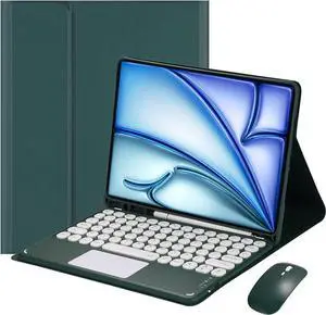 Magnetically Detachable Touch Bluetooth Keyboard Case with Mouse for iPad Air 11" M3(2025)/M2(2024), iPad Air 5th/4th Gen 10.9" (2022/2020),Dark Green Magnetically Detachable Touch Bluetooth Keyboard Case with Mouse for iPad Air 11" M3(2025)/M2(2024), iPad Air 5th/4th Gen 10.9" (2022/2020),Dark Green