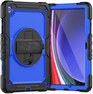 Heavy Duty Shockproof Protective Case with Screen Protector, 360° Rotating Stand, Hand & Shoulder Strap for Samsung Galaxy Tab A9+ Plus 11-inch (SM-X210/X216/X218), BluePC Heavy Duty Shockproof Protective Case with Screen Protector, 360° Rotating Stand, Hand & Shoulder Strap for Samsung Galaxy Tab A9+ Plus 11-inch (SM-X210/X216/X218), BluePC