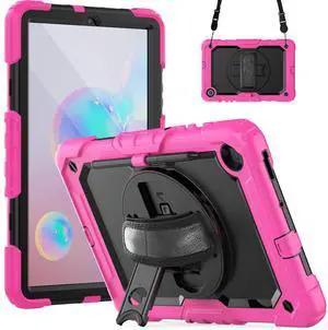 Heavy Duty Shockproof Protective Case with Screen Protector, 360° Rotating Stand, Hand & Shoulder Strap for Samsung Galaxy Tab S6 Lite 10.4'', SM-P620/P625/P613/P619/P610/P615, Rose Heavy Duty Shockproof Protective Case with Screen Protector, 360° Rotating Stand, Hand & Shoulder Strap for Samsung Galaxy Tab S6 Lite 10.4'', SM-P620/P625/P613/P619/P610/P615, Rose