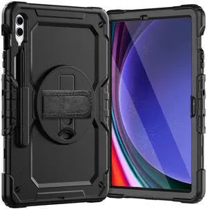 Heavy Duty Shockproof Protective Case with Screen Protector, 360° Rotating Stand, Hand & Shoulder Strap for Samsung Galaxy Tab S10 Plus 12.4 Inch 2024 / S9 FE Plus / S9 Plus 2023,Black Heavy Duty Shockproof Protective Case with Screen Protector, 360° Rotating Stand, Hand & Shoulder Strap for Samsung Galaxy Tab S10 Plus 12.4 Inch 2024 / S9 FE Plus / S9 Plus 2023,Black
