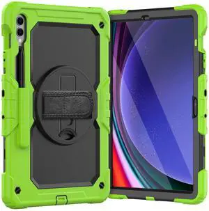 Heavy Duty Shockproof Protective Case with Screen Protector, 360° Rotating Stand, Hand & Shoulder Strap for Samsung Galaxy Tab S10 Plus 12.4 Inch 2024 / S9 FE Plus / S9 Plus 2023,Green Heavy Duty Shockproof Protective Case with Screen Protector, 360° Rotating Stand, Hand & Shoulder Strap for Samsung Galaxy Tab S10 Plus 12.4 Inch 2024 / S9 FE Plus / S9 Plus 2023,Green