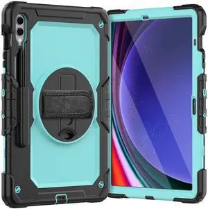 Heavy Duty Shockproof Protective Case with Screen Protector, 360° Rotating Stand, Hand & Shoulder Strap for Samsung Galaxy Tab S10 Plus 12.4 Inch 2024 / S9 FE Plus / S9 Plus 2023,Light bluePC Heavy Duty Shockproof Protective Case with Screen Protector, 360° Rotating Stand, Hand & Shoulder Strap for Samsung Galaxy Tab S10 Plus 12.4 Inch 2024 / S9 FE Plus / S9 Plus 2023,Light bluePC