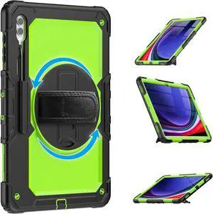 Heavy Duty Shockproof Protective Case with Screen Protector, 360° Rotating Stand, Hand & Shoulder Strap for Samsung Galaxy Tab S10 Ultra 14.6'' / S9 Ultra / S8 Ultra, GreenPC Heavy Duty Shockproof Protective Case with Screen Protector, 360° Rotating Stand, Hand & Shoulder Strap for Samsung Galaxy Tab S10 Ultra 14.6'' / S9 Ultra / S8 Ultra, GreenPC