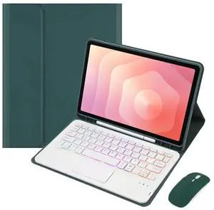 Rainbow Backlit Bluetooth Keyboard Case w/ Trackpad for Samsung Galaxy Tab A9+ 11" (SM-X210/SM-X216/SM-X218), Detachable Rechargeable Keyboard, Pencil Slot & Adjustable Stand(Greem) Rainbow Backlit Bluetooth Keyboard Case w/ Trackpad for Samsung Galaxy Tab A9+ 11" (SM-X210/SM-X216/SM-X218), Detachable Rechargeable Keyboard, Pencil Slot & Adjustable Stand(Greem)